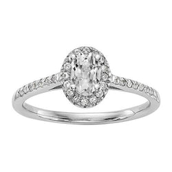Halo Runden & Oval Old Mine Cut Diamantring mit Akzenten 3,50 Karat