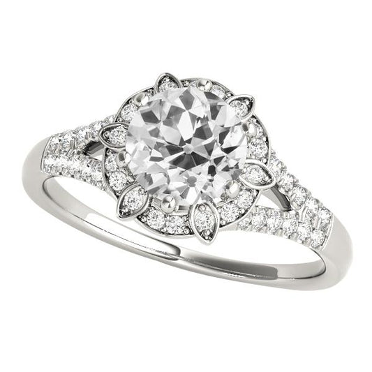 Halo Runden Ring alter Bergmann Diamants Split Shank 14K Gold 4,25 Karat - harrychadent.ch