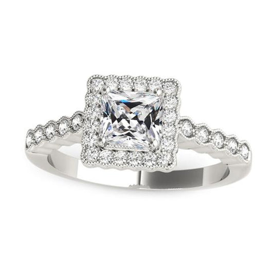 Halo Runden & Square Cut alter Bergmann Diamantring Schmuck 4,25 Karat - harrychadent.ch