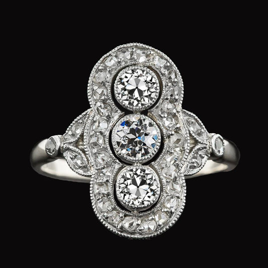 Halo Runder alter Bergmann Diamantring Milgrain Vintage-Stil 5 Karat - harrychadent.ch