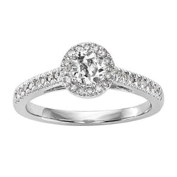 Halo Runder alter Minenschliff Diamantring 2,75 Karat Damen Goldschmuck