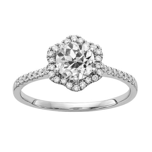 Halo Runder alter Minenschliff Diamantring Gold Flower Style 3 Karat - harrychadent.ch