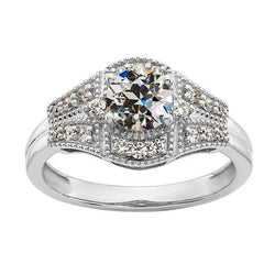 Halo Runder Altschliff Diamant-Verlobungsring 3 Karat Vintage-Stil