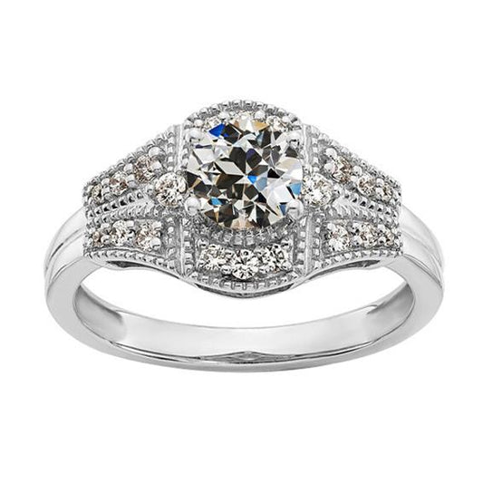 Halo Runder Altschliff Diamant-Verlobungsring 3 Karat Vintage-Stil - harrychadent.ch
