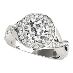 Halo Runder Altschliff Diamantring 5,75 Karat Infinity Style