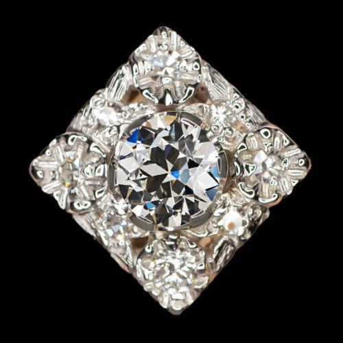 Halo Runder Altschliff Diamantring Milgrain Antique Style 2 Karat - harrychadent.ch
