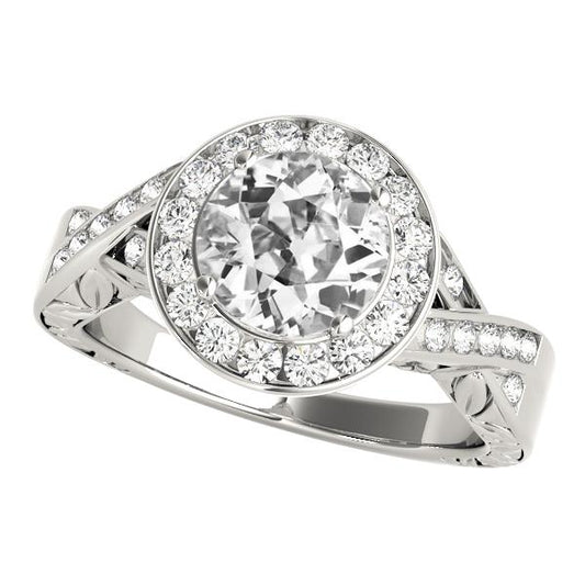 Halo Runder Altschliff Diamantring Twisted Style 5,25 Karat Schmuck - harrychadent.ch