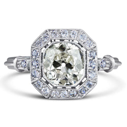 Halo Runder Altschliff Diamantring Vintage-Stil Gold 4,75 Karat