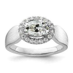 Halo Runder & Ovaler Altschliff Diamant Ehering Dicker Schaft 4 Karat