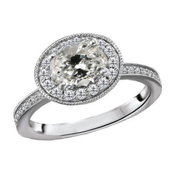 Halo Runder & Ovaler Altschliff-Diamant-Verlobungsring 4,50 Karat