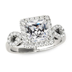 Halo Square Altschliff Diamantring Zinke Split Schaft 6.50 Karat