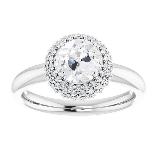 Halo Verlobungsring Altschliff Diamant Krappenfassung 5 Karat 14K Gold - harrychadent.ch