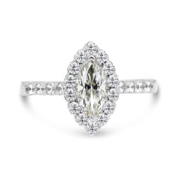 Halo-Verlobungsring für Damen Marquise Old Mine Cut Diamant 4,50 Karat