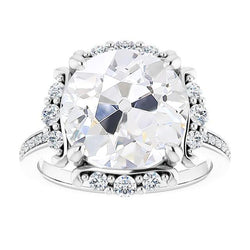 Halo-Verlobungsring mit Akzenten Altschliff-Diamant 9,25 Karat