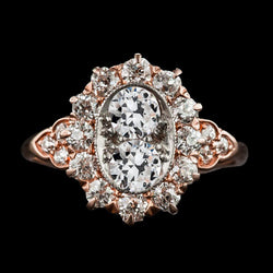 Halo Verlobungsring Rund alter Bergmann Diamant Flower Style 5,50 Karat