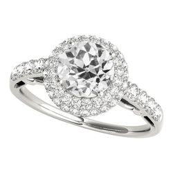 Jubiläum Halo Ring Old Cut Runden Diamants 5 Karat Goldschmuck