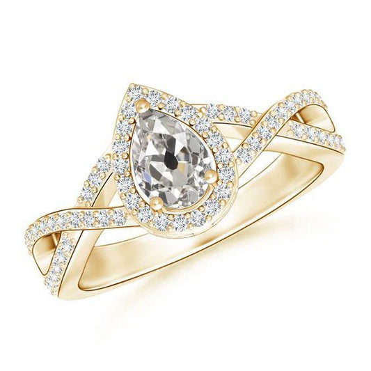 Jubiläumshalo Ring Altschliff Diamant Birne & Rund 2.50 Karat - harrychadent.ch