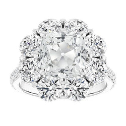 Kissen alter Bergmann Diamant Halo Ring Flower Style 19.50 Karat