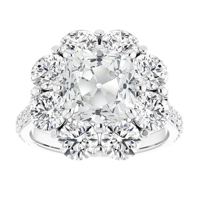 Kissen alter Bergmann Diamant Halo Ring Flower Style 19.50 Karat - harrychadent.ch