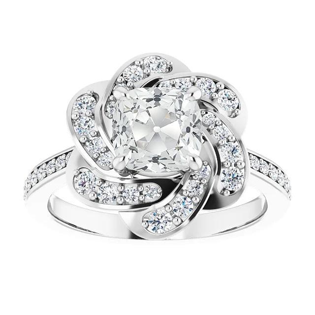 Kissen Altschliff Diamant Halo Ring Krappen Twisted Style 8.25 Karat - harrychadent.ch