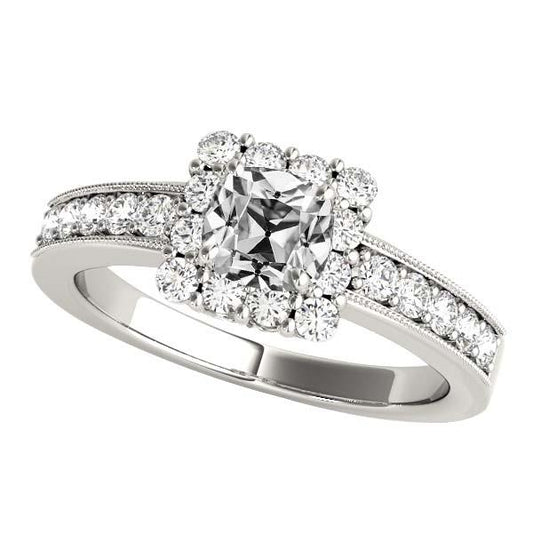 Kissen Altschliff Diamant Halo Ring mit Akzenten 4,75 Karat Milgrain - harrychadent.ch