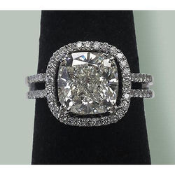 Kissen Halo Diamant Pave Ring 5,52 Karat Gold 14K