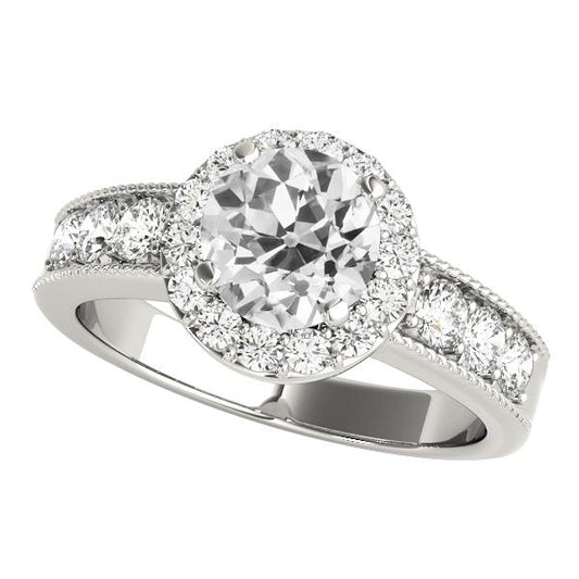 Lady's Runden Halo Old Mine Cut Diamantring 4,50 Karat Goldschmuck - harrychadent.ch