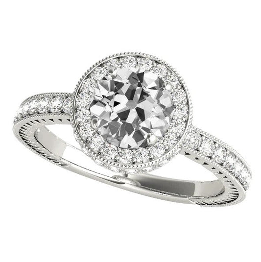 Milgrain Halo Ring Runder alteuropäischer Diamant 4,75 Karat