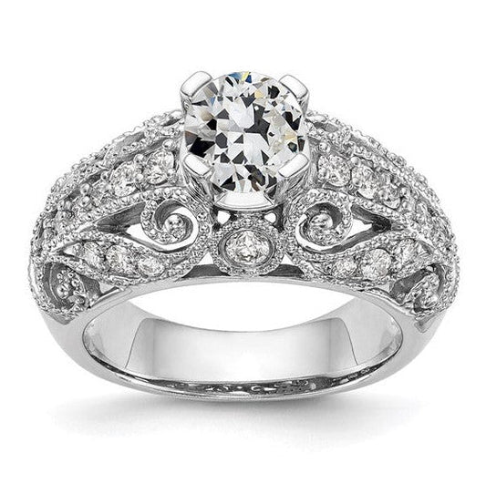 Milgrain Ring im antiken Stil 3,25 Karat runder Diamant im Altschliff