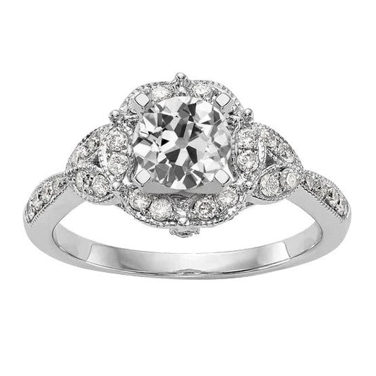 Milligrain Halo-Diamant Jubiläumsring Altschliff Damen 3,50 Karat