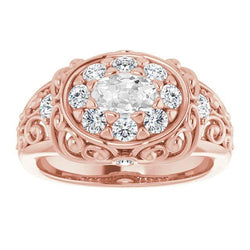 Ovaler alter Bergmann Diamantring im antiken Stil 5,50 Karat Roségold