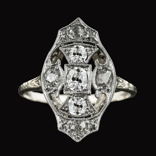 Ovaler alter Minenschliff Diamant Fancy Ring Schmuck 4 Karat Gold 14K - harrychadent.ch
