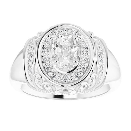 Ovaler Altschliff Diamant Ehering Krappen Set Vintage-Stil 4,25 Karat - harrychadent.ch