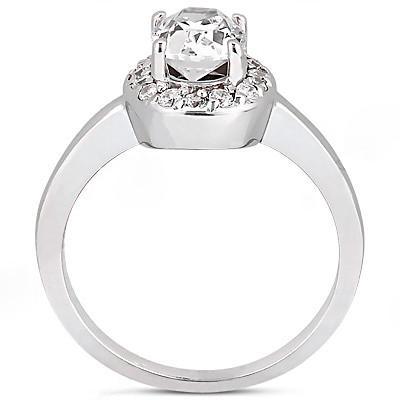 Ovaler Diamant Halo Ring 1,25 Kt Weißgold 14K