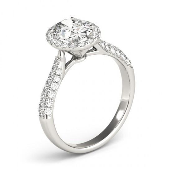 Ovaler Halo-Diamant-Verlobungsring 1,75 Karat Weißgold 14K Schmuck