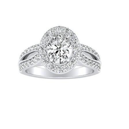 Ovaler und runder 3,50 Karat Diamant Halo Ring - harrychadent.ch