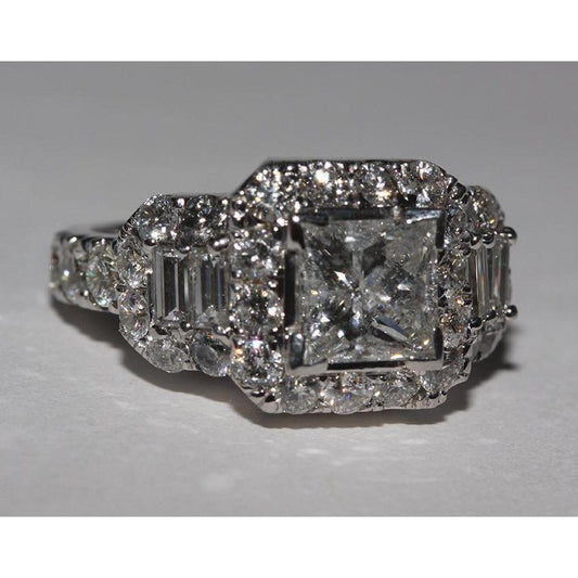 Princess Schliff Diamant Einsatz Verlobungsring Enhancer Gold 14K 4 Ct