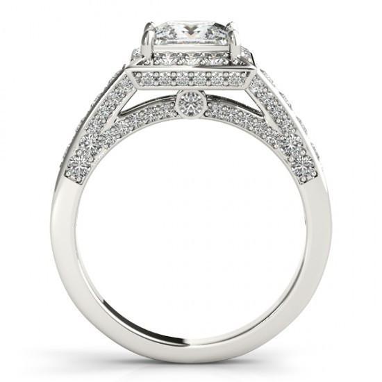 Prinzessin Halo Runder Diamantschliff Verlobungsring 1,75 Karat WG 14K