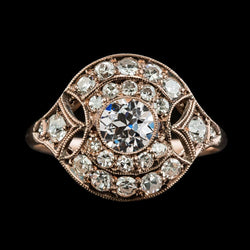 Rose Gold Halo Ring Vintage-Stil Old Mine Cut Diamanten 4,50 Karat