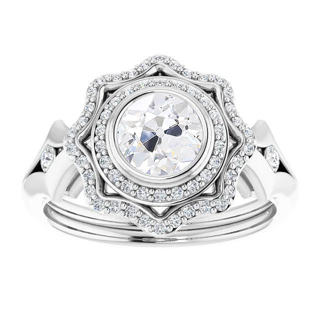 Runder alter Bergmann Diamant Double Halo Ring Lünette Split Shank 5,25 Karat - harrychadent.ch