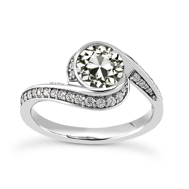 Runder alter Bergmann Diamant Halo Ring Twisted Shank Gold 4,50 Karat - harrychadent.ch