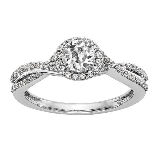 Runder alter Bergmann Diamant Halo Ring Twisted Split Shank 4,25 Karat - harrychadent.ch