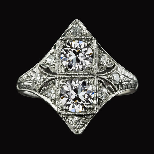 Runder alter Bergmann Diamantring Antiker Drachenstil 2.50 Karat Filigran - harrychadent.ch