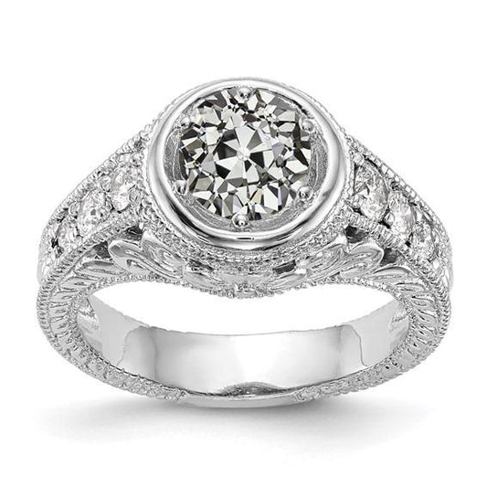 Runder alter Bergmann Diamantring Milgrain Antique Style 2,75 Karat Gold - harrychadent.ch