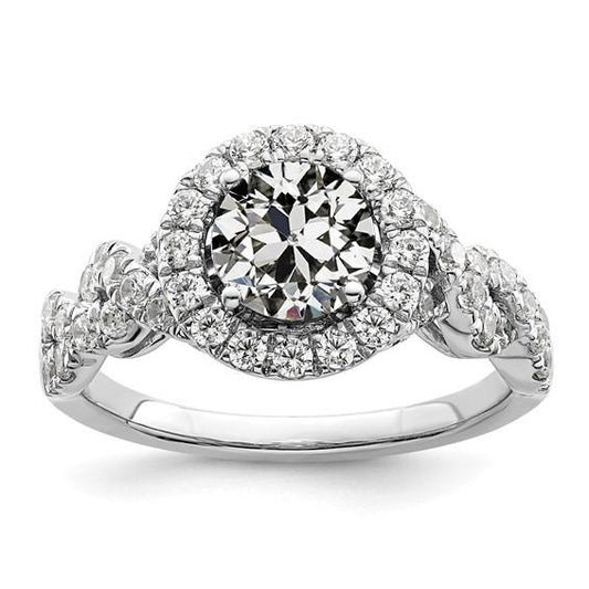 Runder alter europäischer Diamant Halo Ring 3,75 Karat Infinity Style - harrychadent.ch