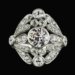 Runder alter Minenschliff Diamant Fancy Ring Lünette Set Schmuck 4 Karat