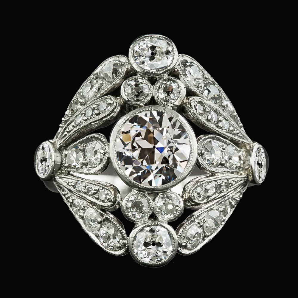 Runder alter Minenschliff Diamant Fancy Ring Lünette Set Schmuck 4 Karat - harrychadent.ch