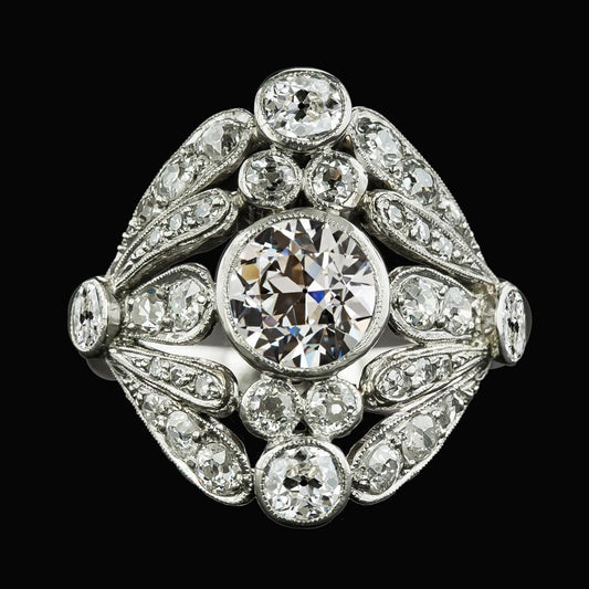 Runder alter Minenschliff Diamant Fancy Ring Lünette Set Schmuck 4 Karat - harrychadent.ch