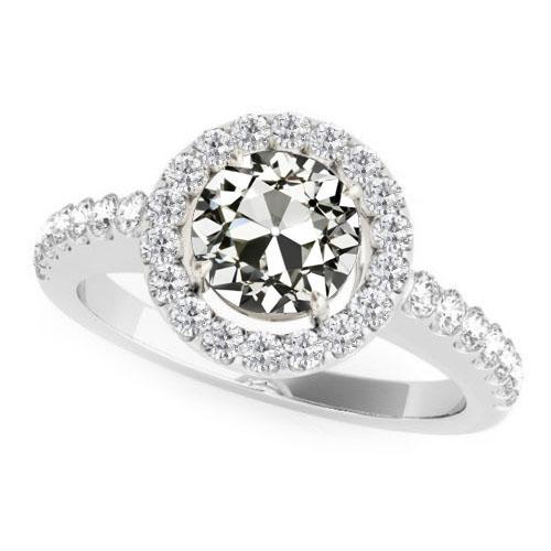 Runder alter Minenschliff Diamant Halo Ring Schmuck 5 Karat Weißgold - harrychadent.ch