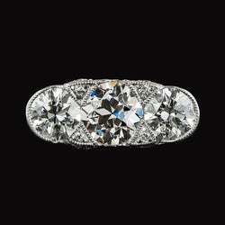 Runder alter Minenschliff Diamantring für Damen 5 Karat Milgrain Shank